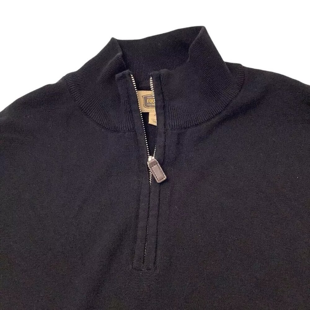 The Foundry Supply Co Mens Sweater Pullover 1/4 Zip Black Size 2XL 100% Cotton